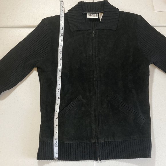 Chico's Jackets & Blazers - Chico's Design - Black Polyester and Leather Zippered Jacket - RN 79984